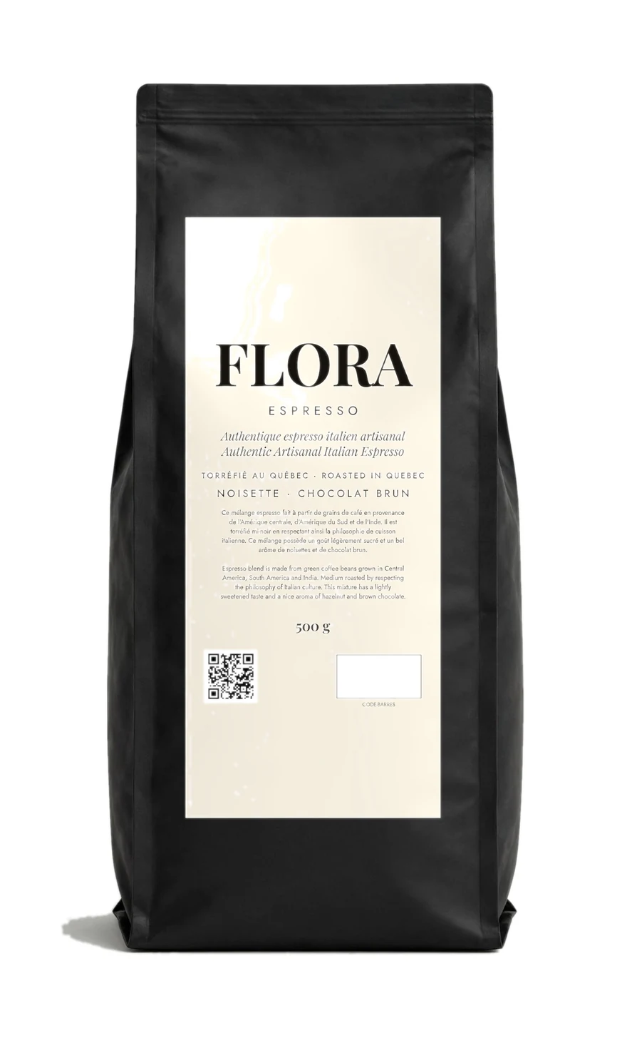 Sac Espresso FLORA, étiquette blanche